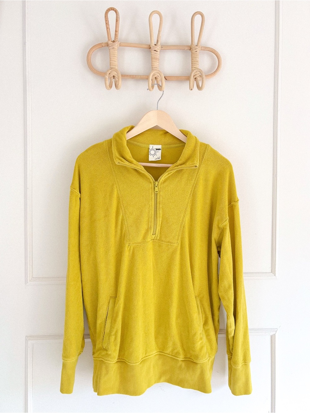 aerie Yellow Half-Zip Crewneck Pullover
